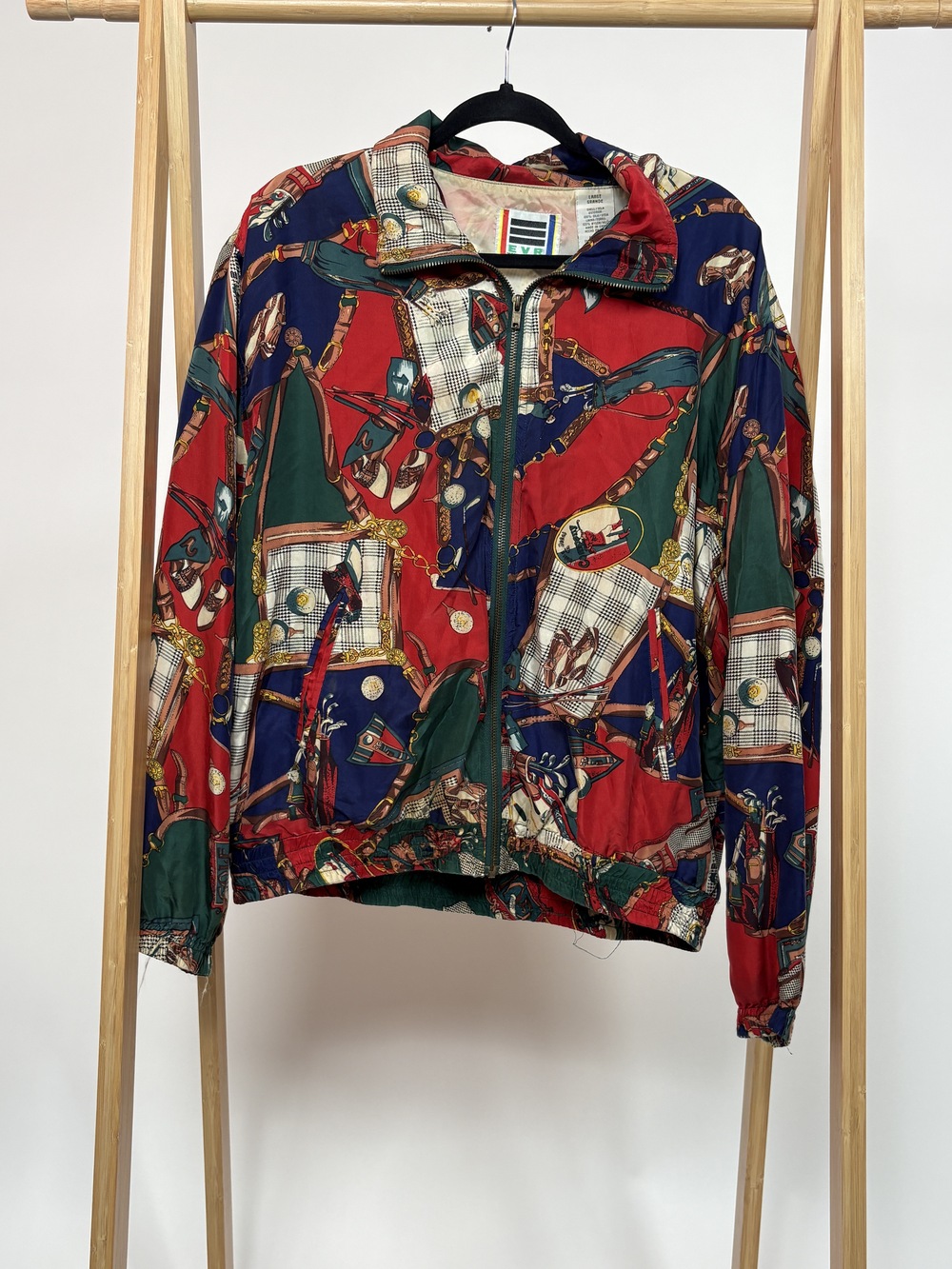 PF-1490 Vintage Evr Red Golf Print Windbreaker Jacket